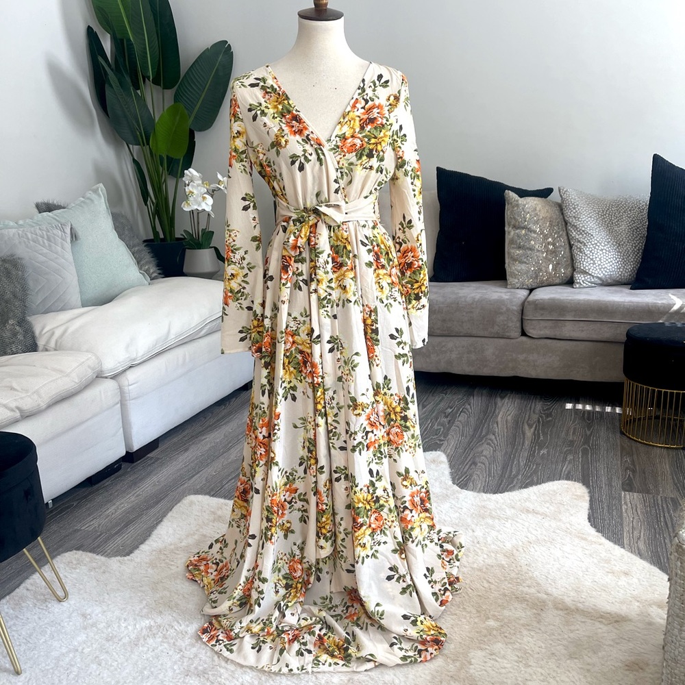 Floral Maxi Dress with Belt
